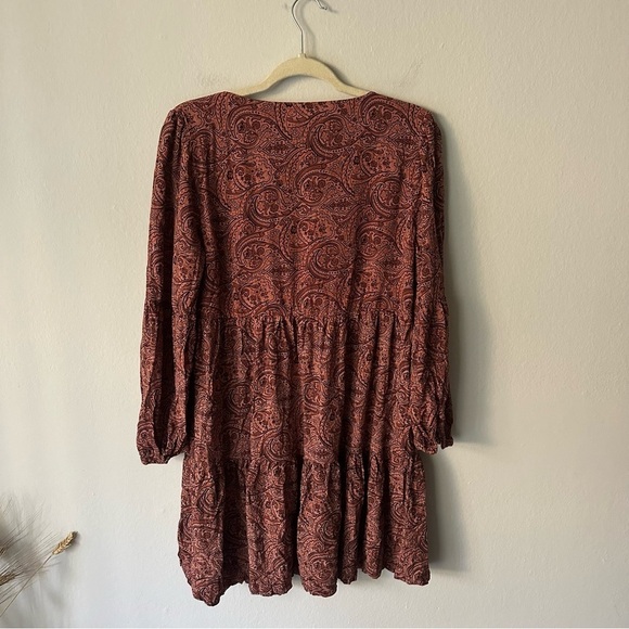 Lucky Brand Bohemian Western Cowgirl Paisley dress in Rust Orange size Small - Picture 5 of 7